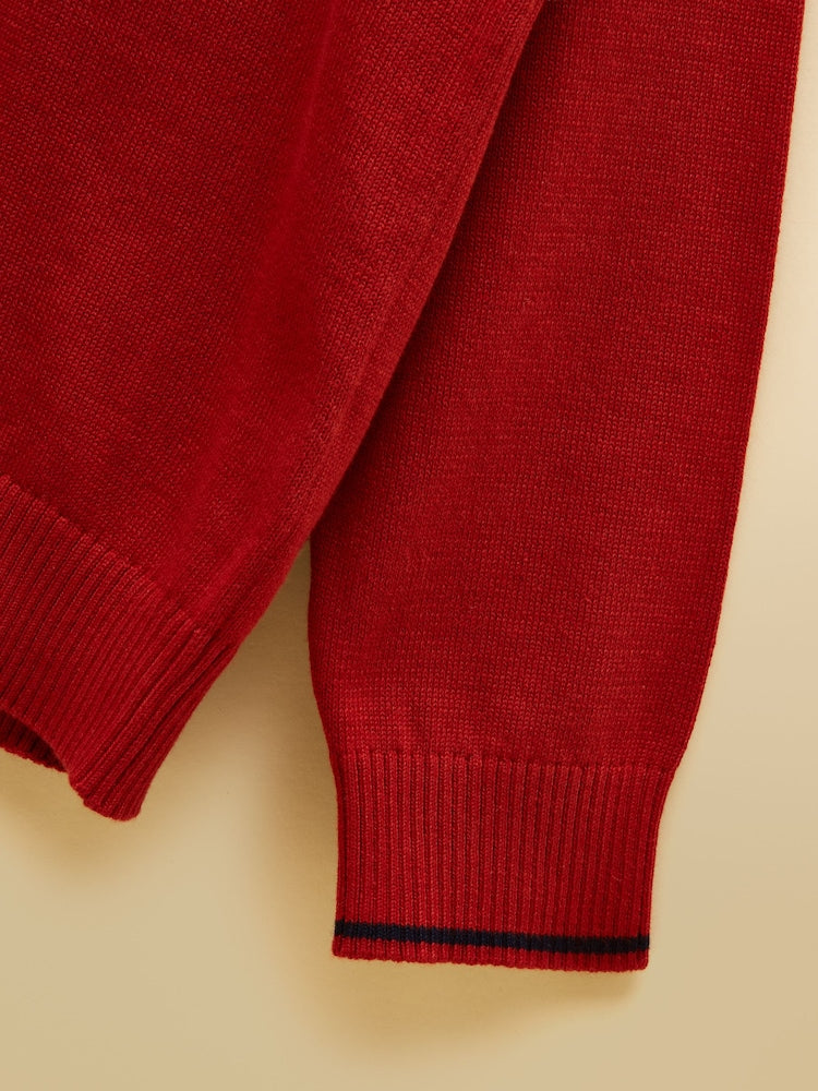 Joules Boys Hillside Quarter Zip Sweater Rust