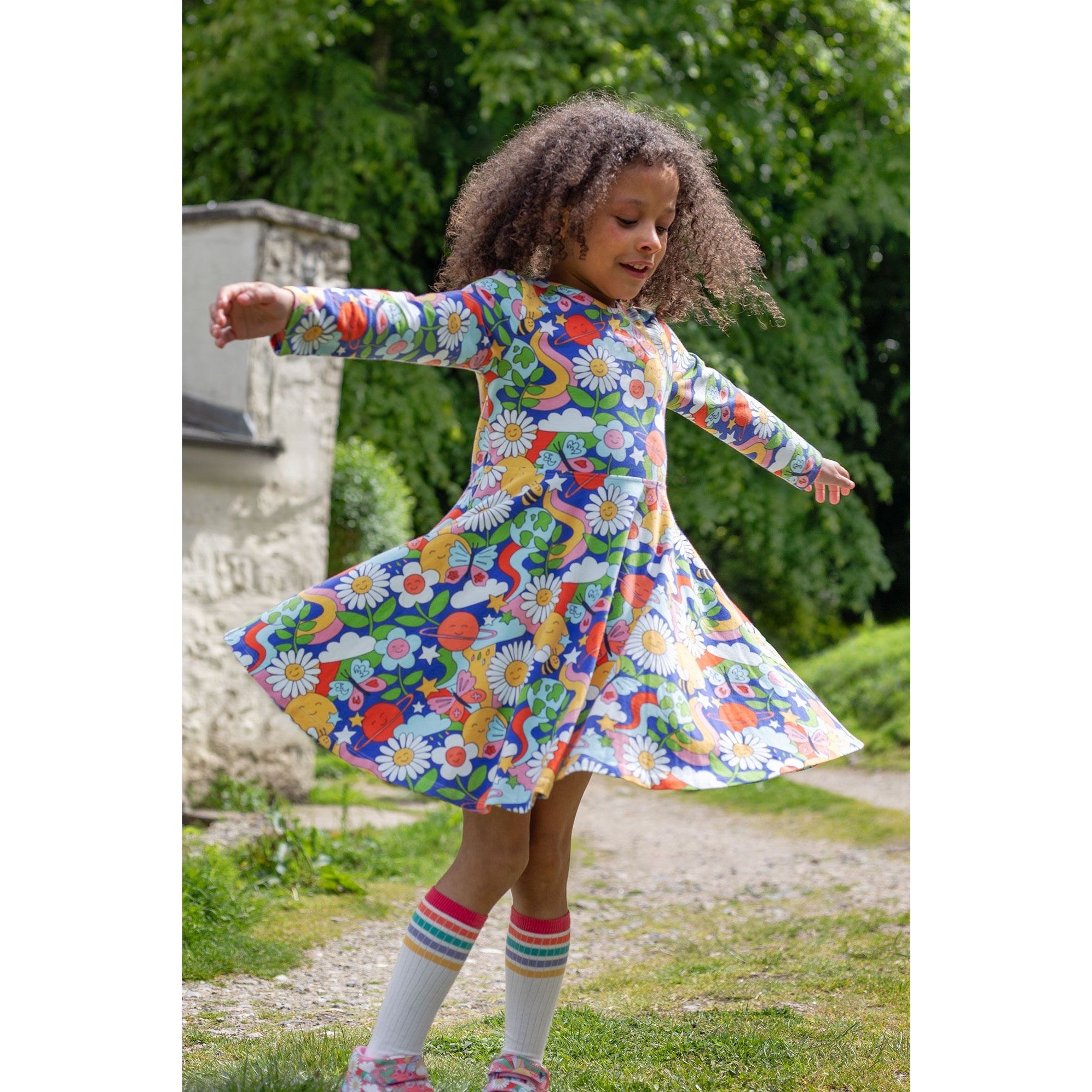 Frugi Sofia Skater Dress 500028A4rtrh Retro Happy Clothing 4-5YRS / Multi,5-6YRS / Multi,6-7YRS / Multi,7-8YRS / Multi,8-9YRS / Multi