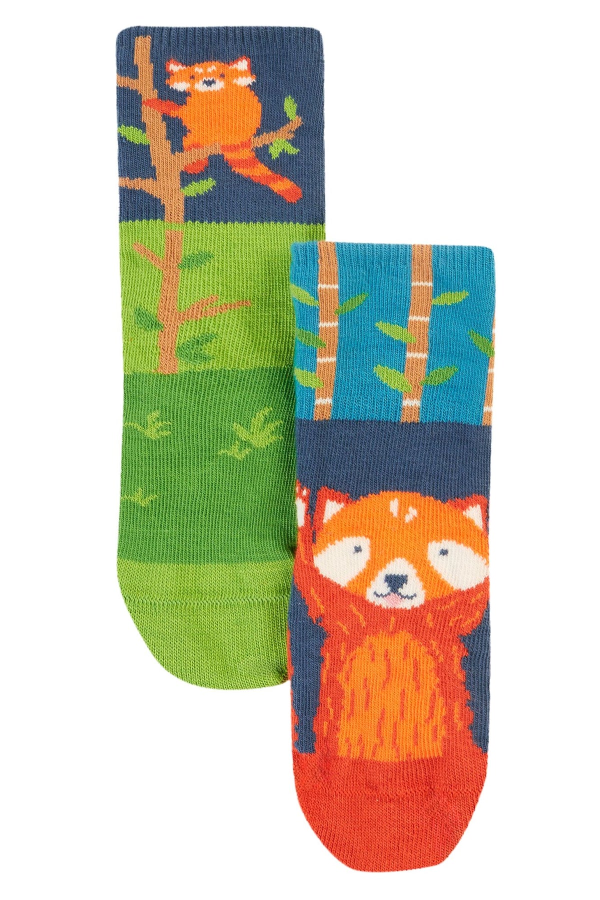 Frugi 2 Pack Fun Fold Over Infant Socks Red Panda Clothing 0-6M / Multi,6-12M / Multi,1-2YRS / Multi,2-4YRS / Multi