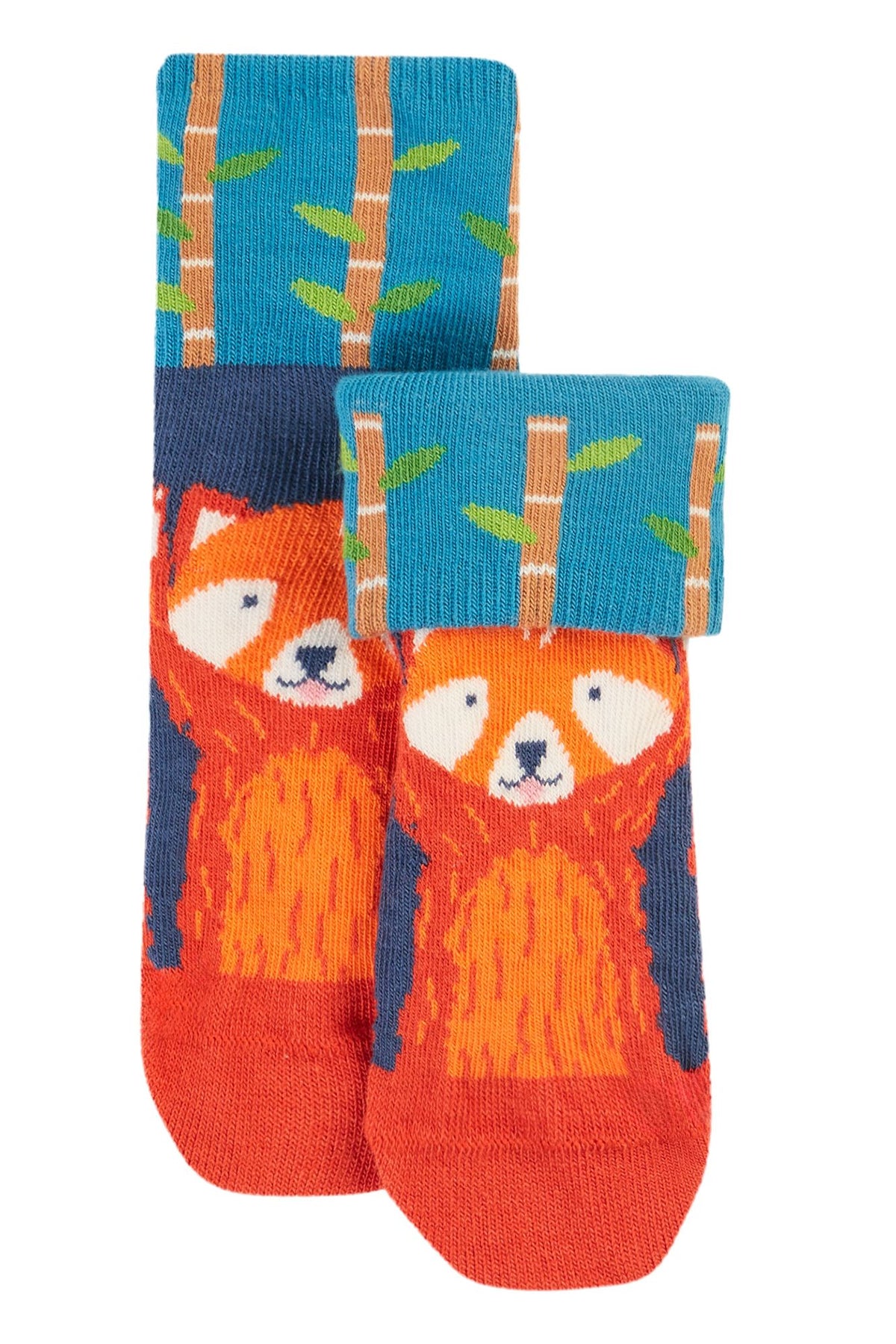 Frugi 2 Pack Fun Fold Over Infant Socks Red Panda Clothing 0-6M / Multi,6-12M / Multi,1-2YRS / Multi,2-4YRS / Multi