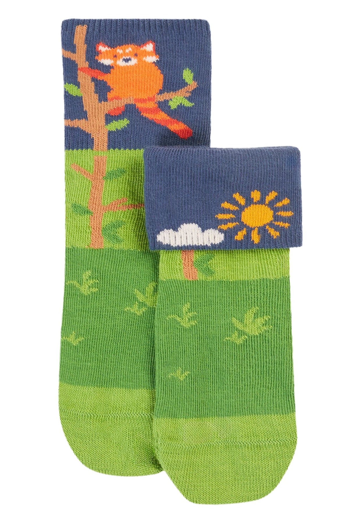 Frugi 2 Pack Fun Fold Over Infant Socks Red Panda Clothing 0-6M / Multi,6-12M / Multi,1-2YRS / Multi,2-4YRS / Multi
