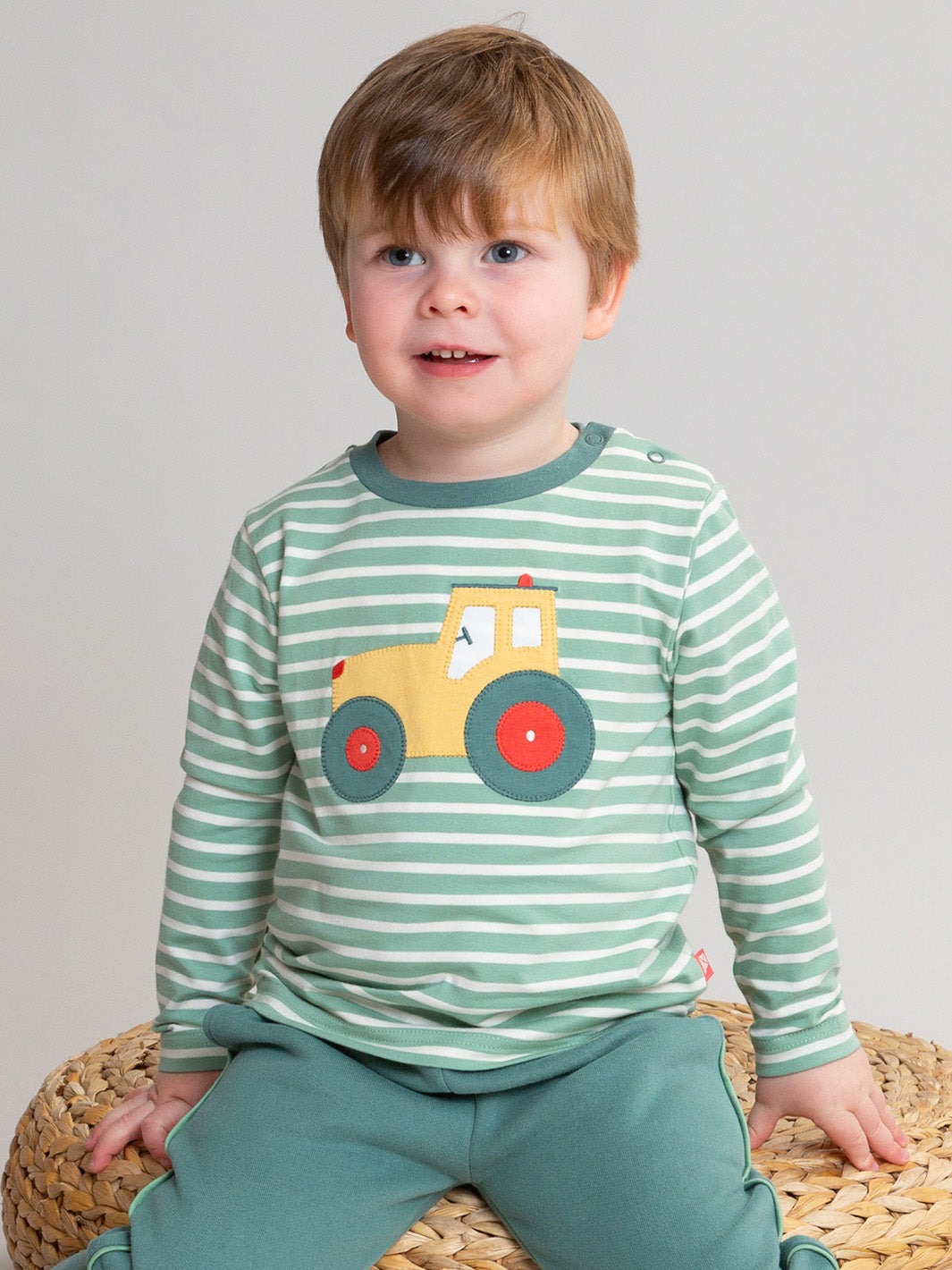 Kite Infant Tractor T-Shirt 63-9649-Ybt Green Stripe Clothing 3-6M / Green,6-9M / Green,9-12M / Green,12-18M / Green,18-24M/2Y / Green,3YRS / Green,4YRS / Green