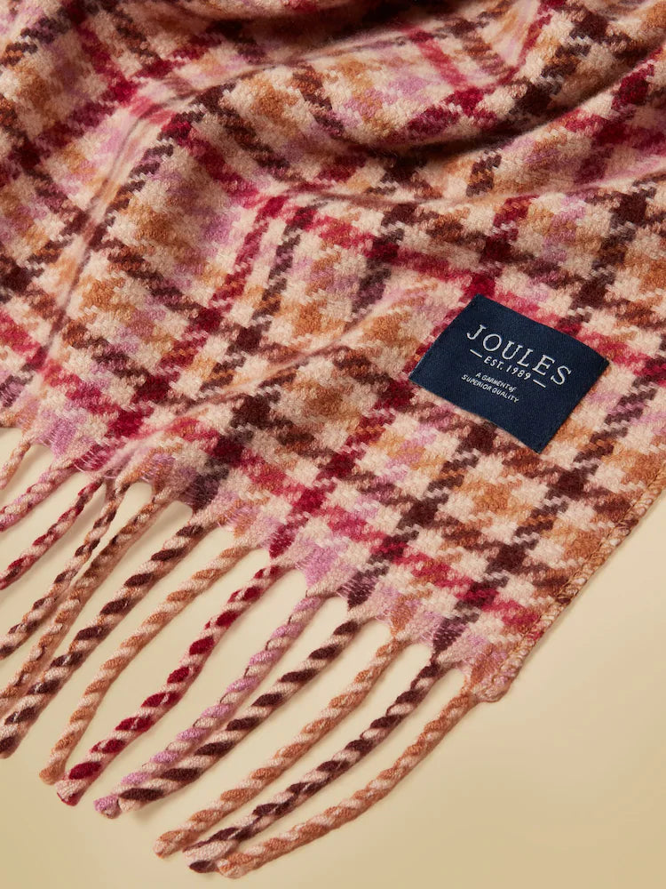 Joules Womens Langstree Scarf G13-992 Berry Houndstooth