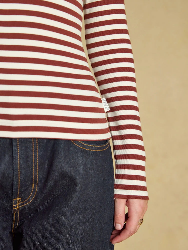 Joules Womens Sophie Ls Top V50-934 Rust Stripe