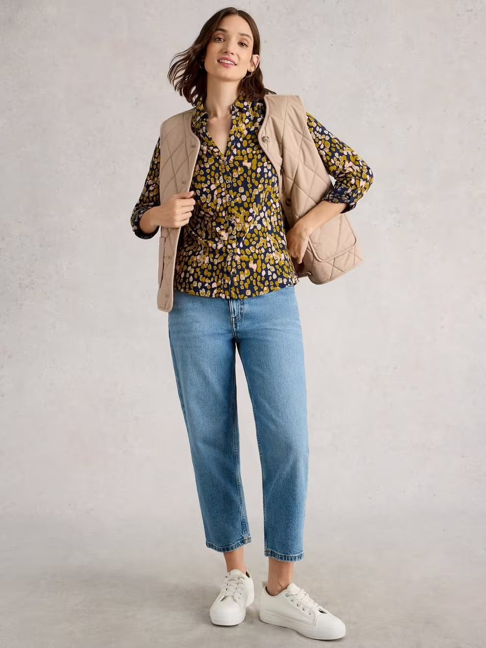 White Stuff Womens Annie Jersey Shirt 444331 Mustard Pink Abstract Clothing UK8 / Multi,UK10 / Multi,UK12 / Multi,UK14 / Multi,UK16 / Multi