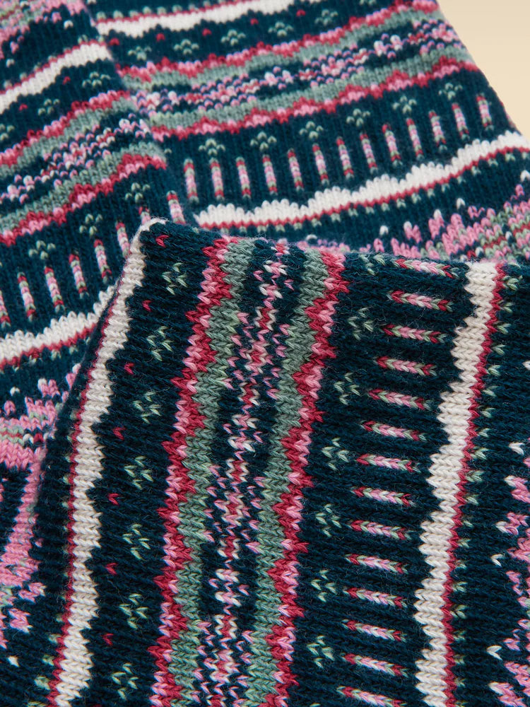 Joules Womens Lucille Fairisle Socks Y31-137 Navy