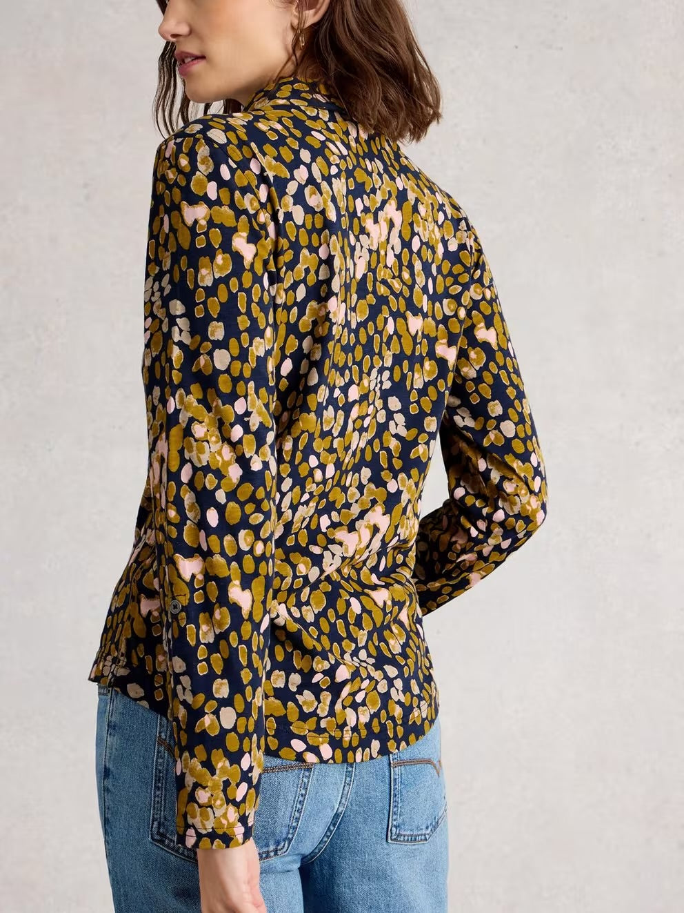 White Stuff Womens Annie Jersey Shirt 444331 Mustard Pink Abstract Clothing UK8 / Multi,UK10 / Multi,UK12 / Multi,UK14 / Multi,UK16 / Multi