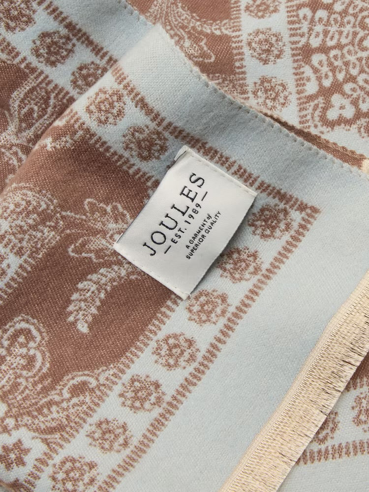 Joules Women Jacquard Scarf G53-056 Blue Brown Floral Clothing ONE SIZE / Blue