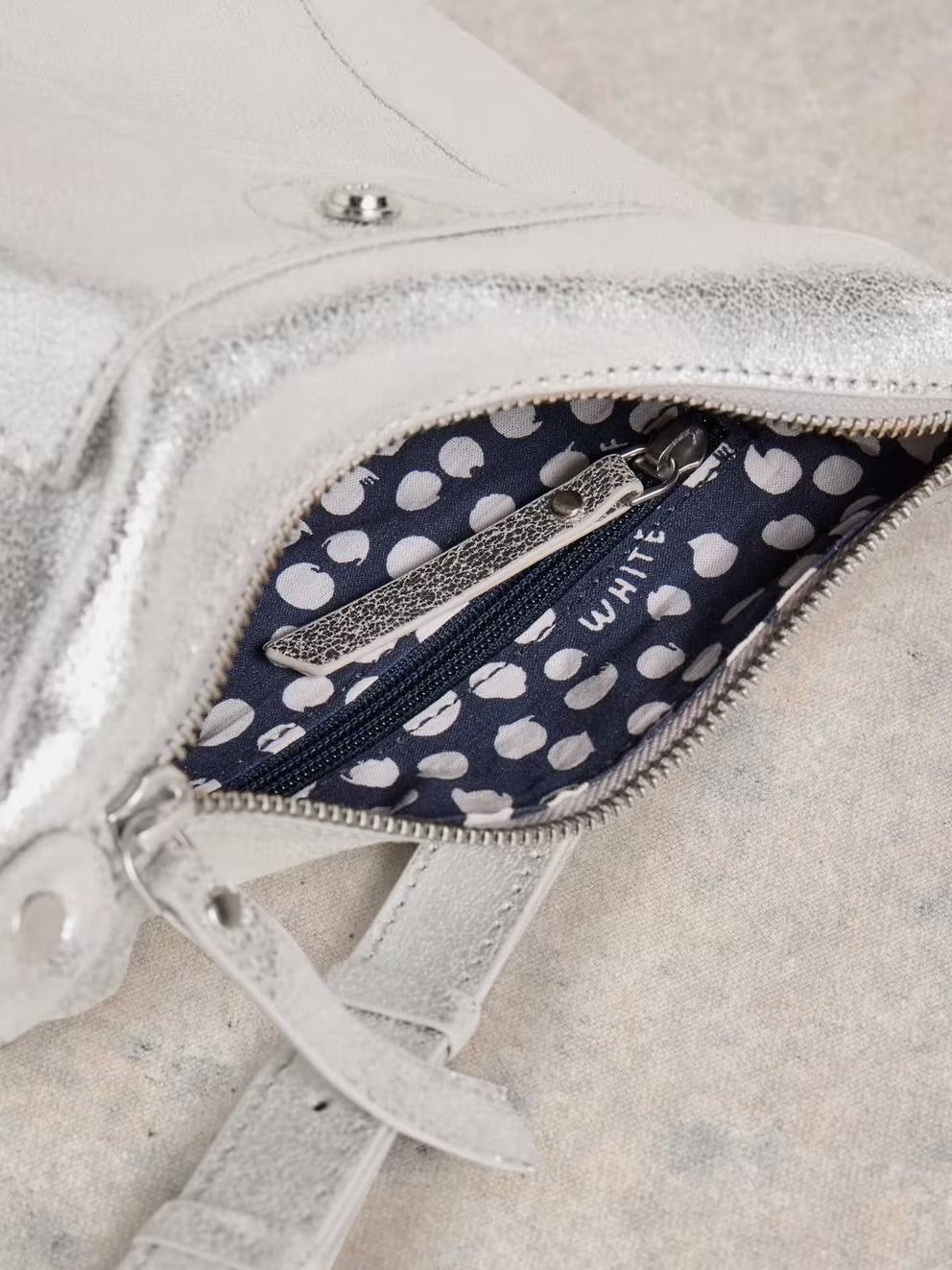 White Stuff Womens Mini Fern Crossbody Bag 441118 Silver Accessories ONE SIZE / Silver