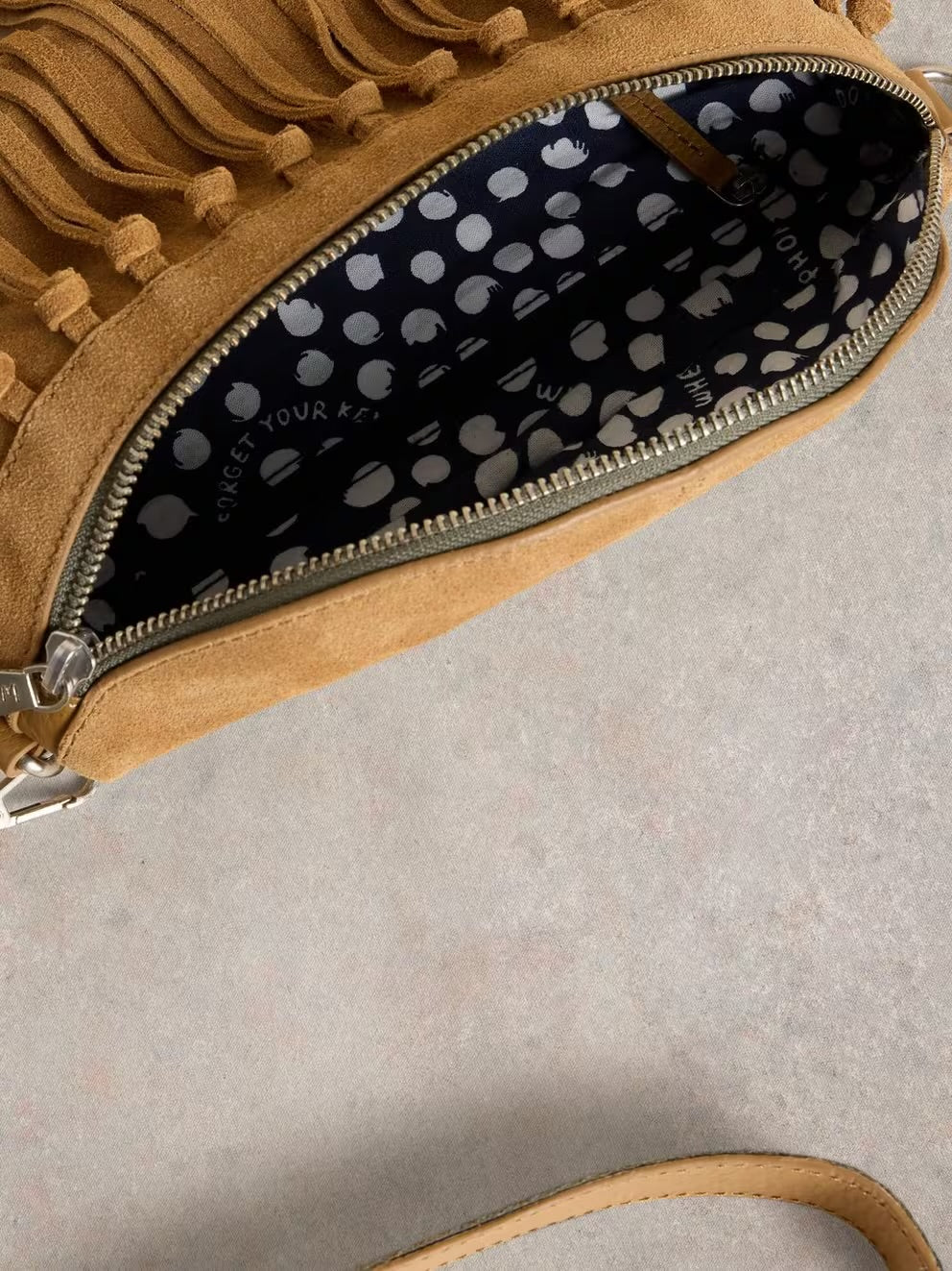 White Stuff Womens Mini Sebby Tassal Sling Bag 444006 Light Tan Accessories ONE SIZE / Tan