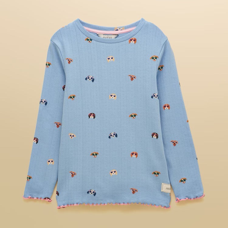 Joules Girls Odelia Top Y33297 Blue Dogs Clothing 2YRS / Blue,3YRS / Blue,4YRS / Blue,5YRS / Blue,6YRS / Blue,8YRS / Blue