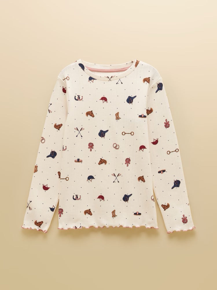 Joules Girs Odelia Top V29296 Cream Horse Clothing 4YRS / Cream,5YRS / Cream,6YRS / Cream,8YRS / Cream