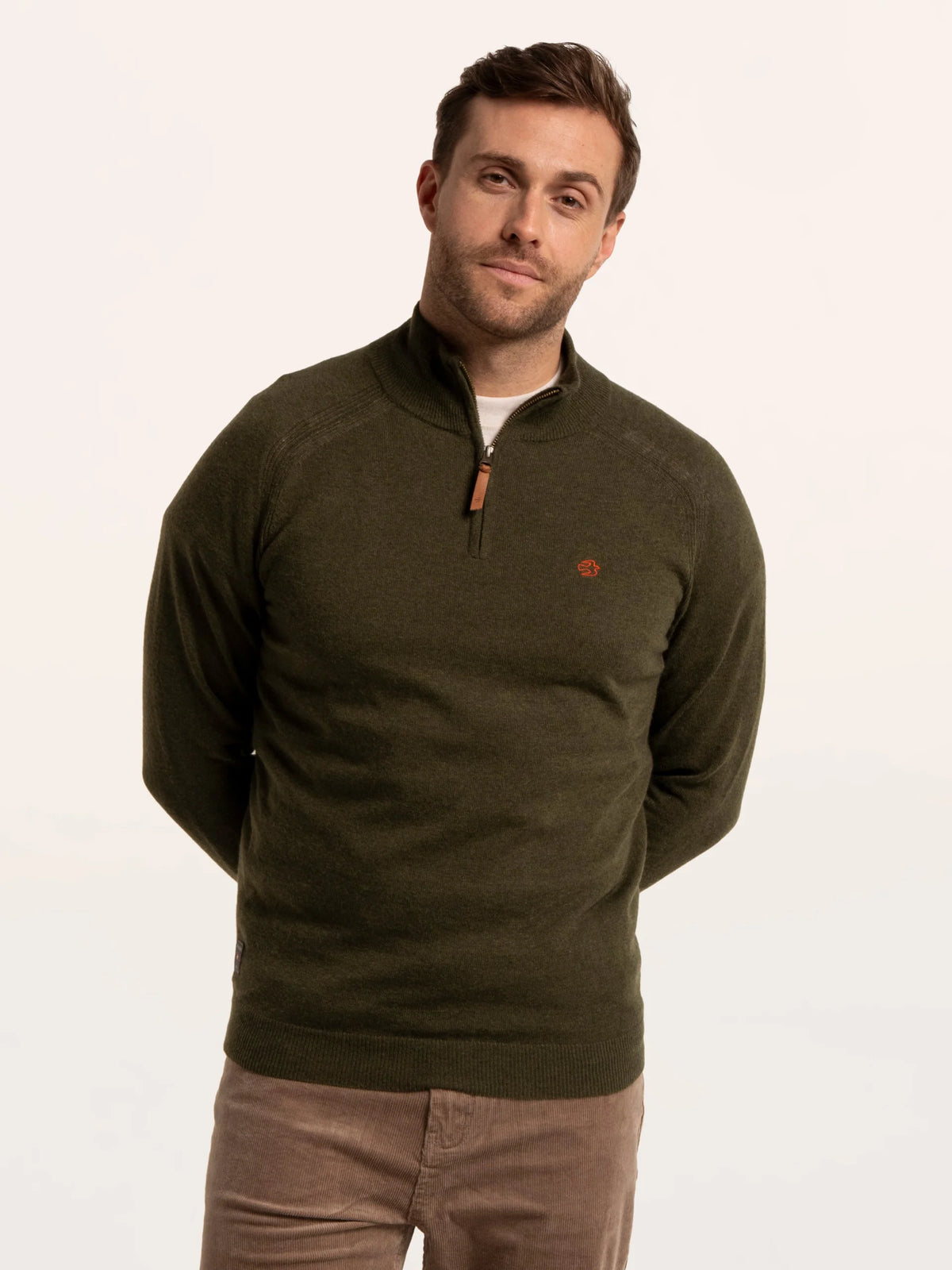Brakeburn Mens Buckhurst Quarter Zip Moss Green Clothing S / Green,M / Green,L / Green,XL / Green,XXL / Green