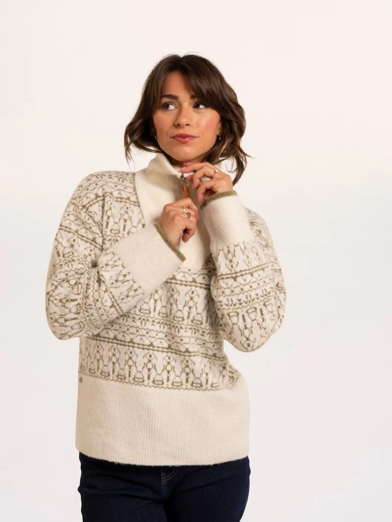 Brakeburn Womens Ingrid Knitted Quarter Zip Sweater Clothing UK8 / Natural,UK10 / Natural,UK12 / Natural,UK14 / Natural