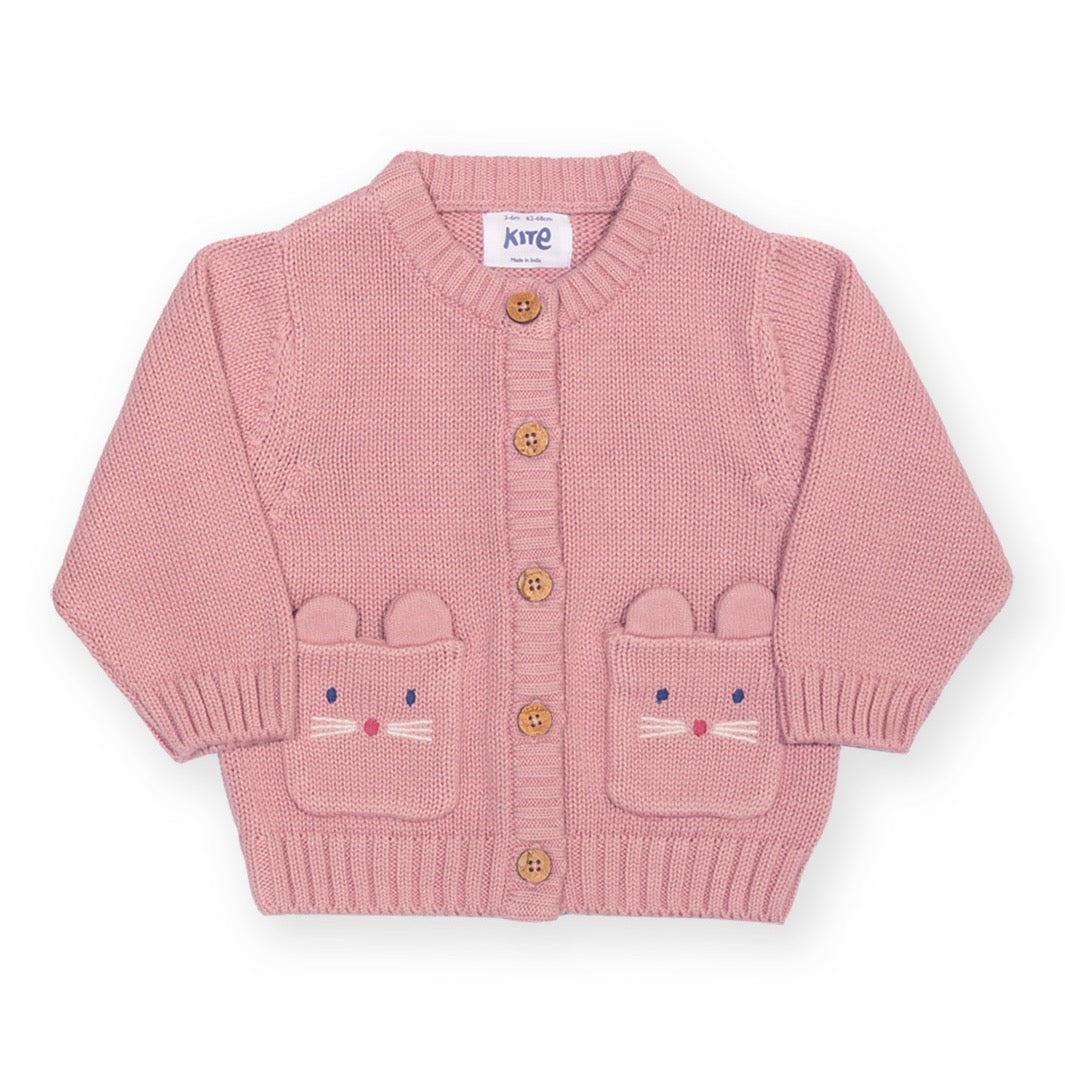 Kite Little Mouse Baby Cardigan 63-8826 Pink Clothing 0-3M / Pink,3-6M / Pink,6-9M / Pink,9-12M / Pink,12-18M / Pink