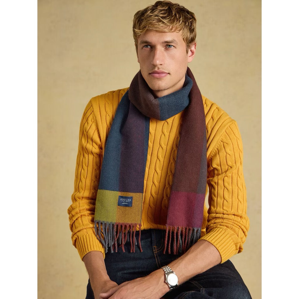Joules Mens Langtree Multi Herringbone Scarf V26950 Clothing ONE SIZE / Multi