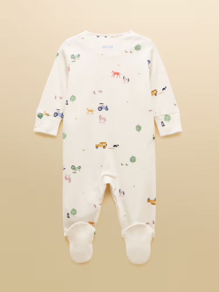 Joules Razamataz Sleepsuit An295819 Cream Farm Clothing NEWBORN / Cream,0-3M / Cream,3-6M / Cream,6-9M / Cream