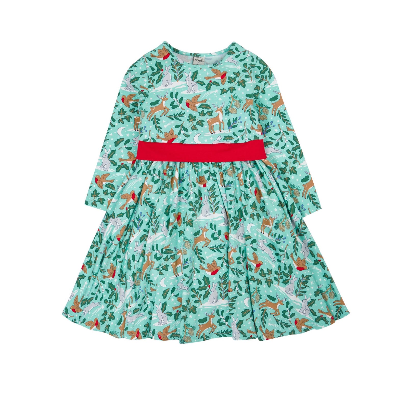 Frugi Infant Party Dress 500057A5fefo Festive Forest Clothing 12-18M / Aqua,18-24M / Aqua