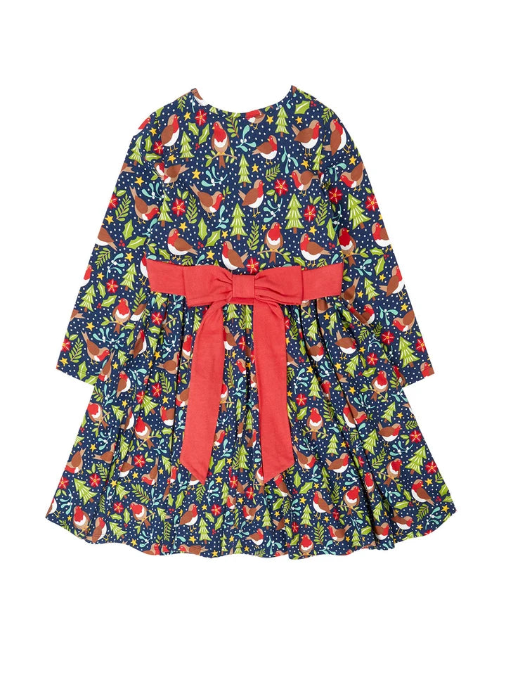 Frugi Party Skater Dress 500057A6ksow Navy Robin Clothing 2-3YRS / Navy,3-4YRS / Navy,4-5YRS / Navy,5-6YRS / Navy,6-7YRS / Navy,7-8YRS / Navy,8-9YRS / Navy,9-10YRS / Navy