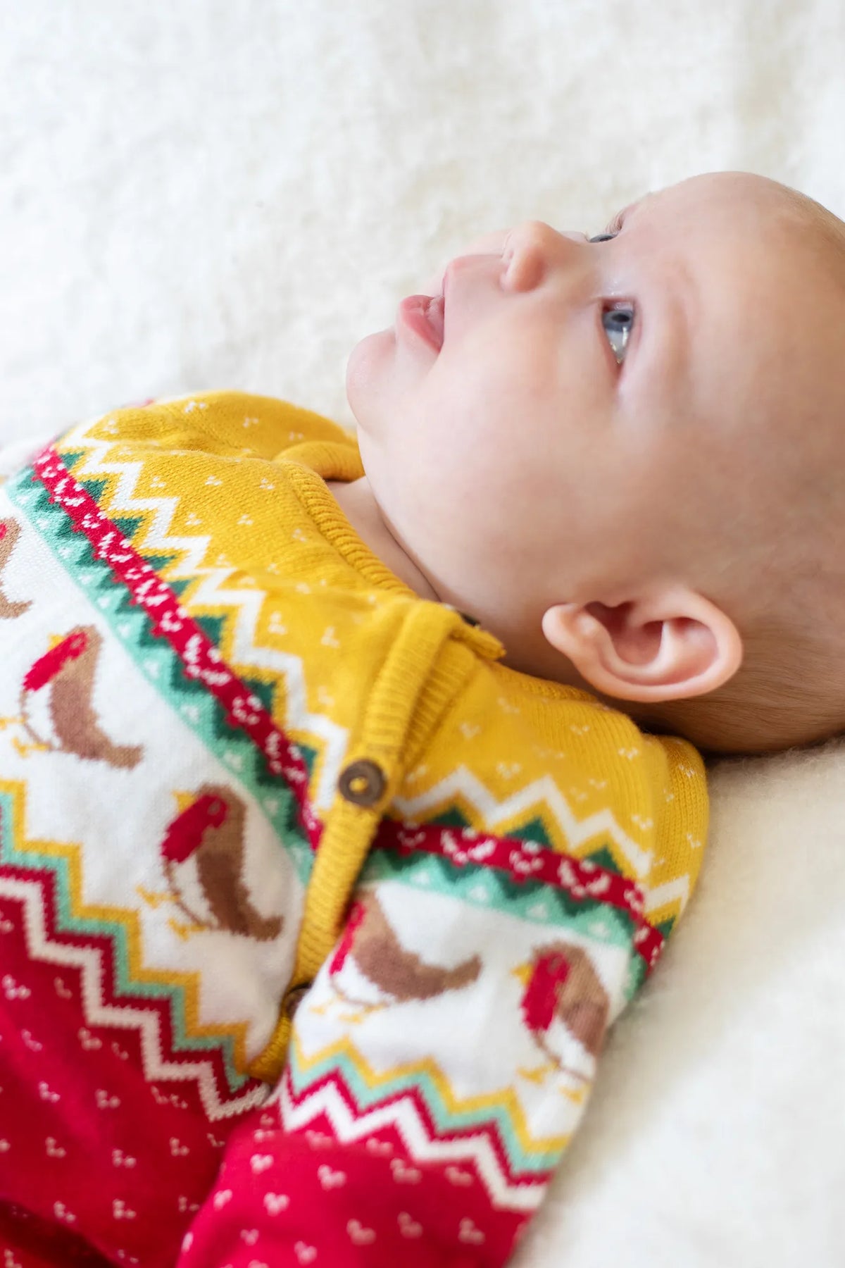 Frugi Lumi Knitted Romper 500005A5fefi Festive Fairisle Clothing 0-3M / Red,3-6M / Red,6-9M / Red