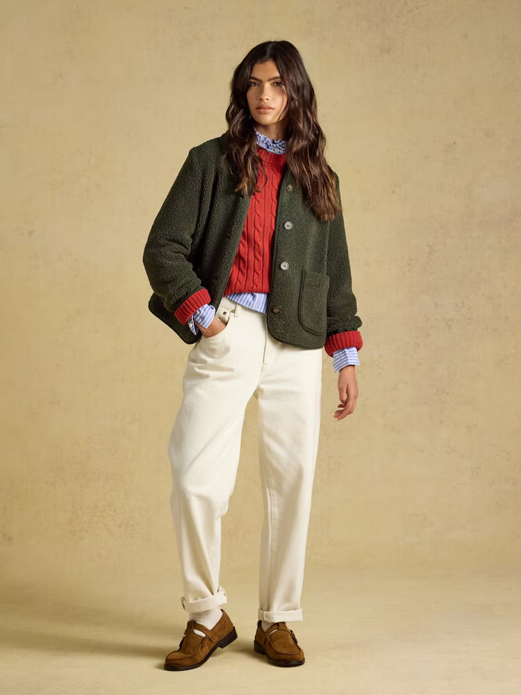 Joules Womens Sadie Fleece Jacket V50-135 Khaki Clothing UK10 / Khaki,UK12 / Khaki,UK14 / Khaki,UK16 / Khaki,UK18 / Khaki