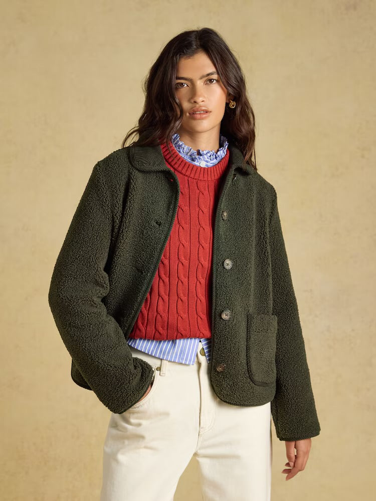 Joules Womens Sadie Fleece Jacket V50-135 Khaki Clothing UK10 / Khaki,UK12 / Khaki,UK14 / Khaki,UK16 / Khaki,UK18 / Khaki