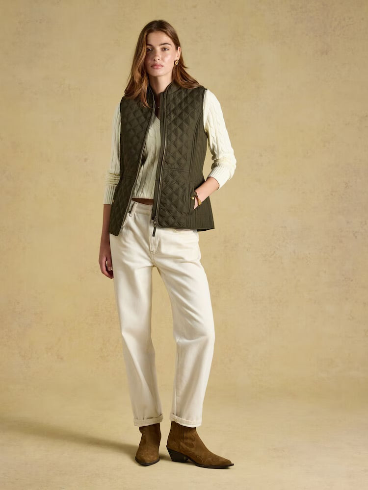 Joules Womens Minx Quilted Gilet Y39-643 Khaki Clothing UK12 / Khaki,UK14 / Khaki