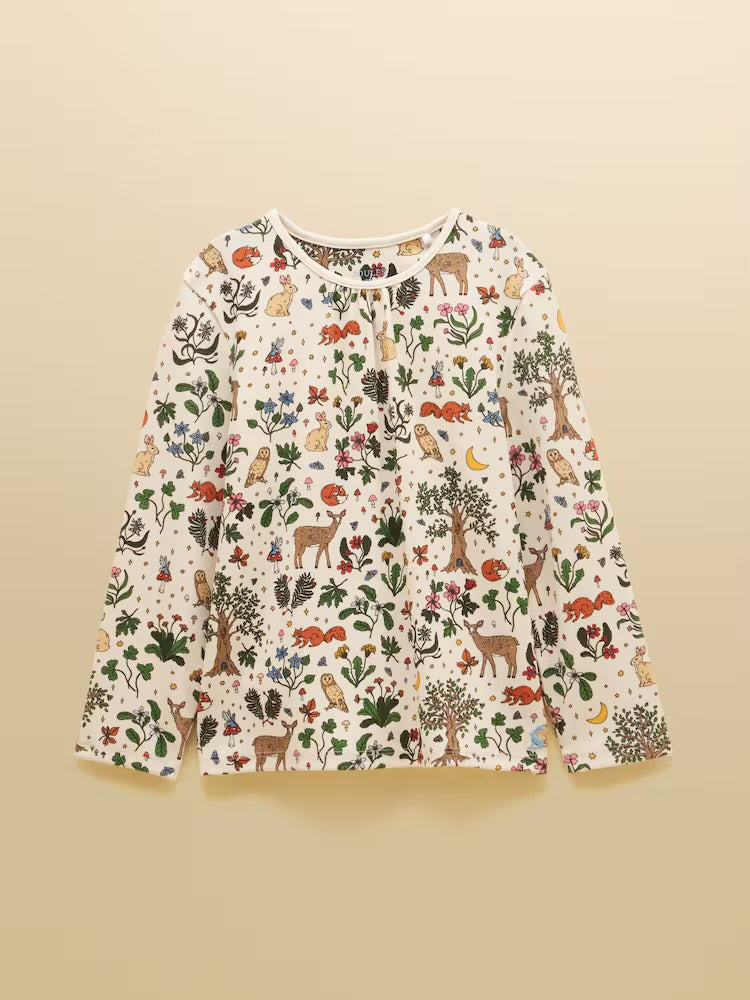 Joules Girls Kipwell Pj Set V29-279 Cream Woodland Clothing 3YRS / Cream,4YRS / Cream,5YRS / Cream,6YRS / Cream,7YRS / Cream,8YRS / Cream,10YRS / Cream