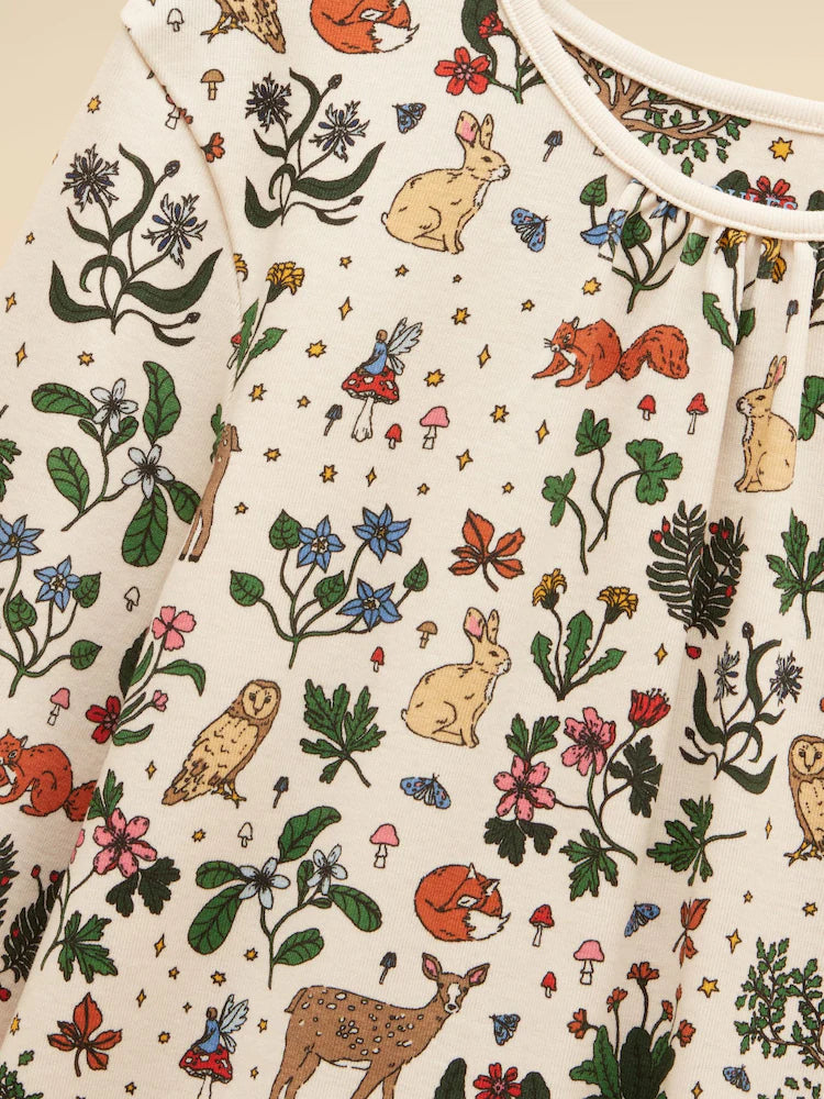 Joules Girls Kipwell Pj Set V29-279 Cream Woodland Clothing 3YRS / Cream,4YRS / Cream,5YRS / Cream,6YRS / Cream,7YRS / Cream,8YRS / Cream,10YRS / Cream