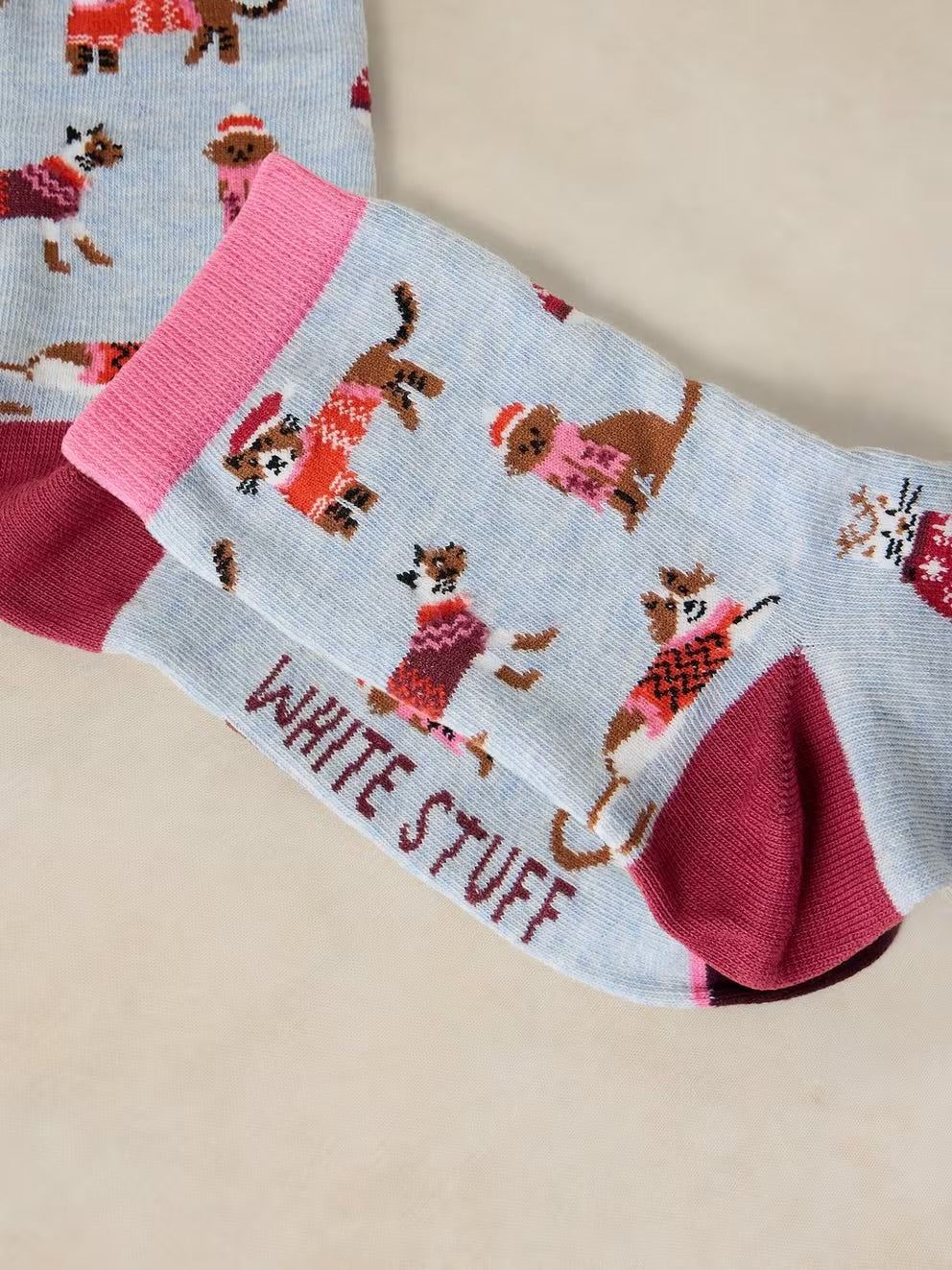 White Stuff Womens Christmas Cat Cracker Socks 447476 Clothing UK3-5 / Multi,UK6-8 / Multi