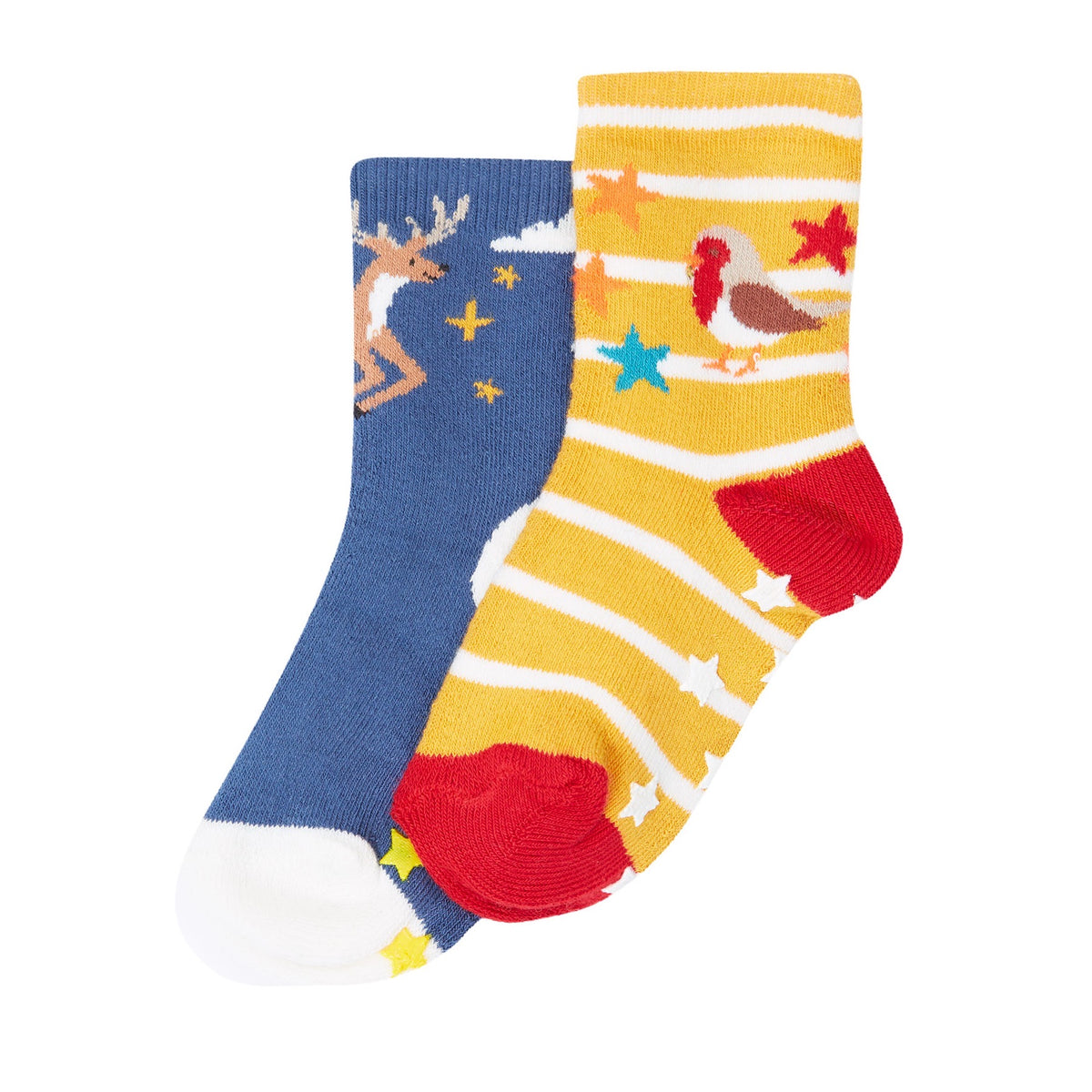 Frugi 2 Pack Grippy Socks 500114A5fpmp Festive Pals Clothing 0-6M / Multi,6-12M / Multi,1-2YRS / Multi,UK6-8 / Multi