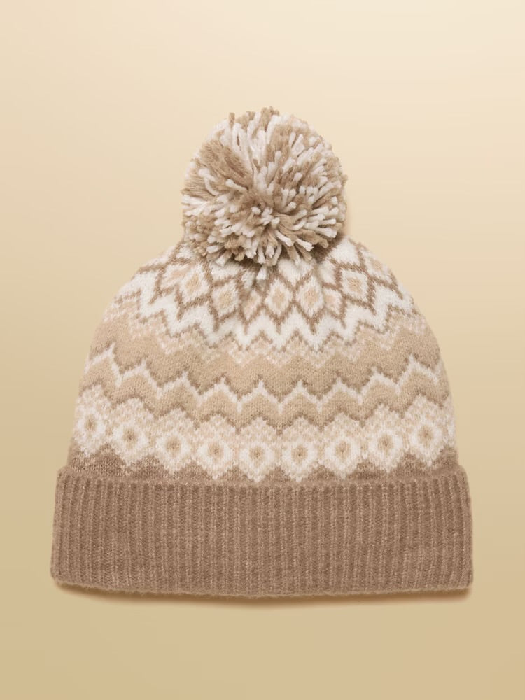 Joules Womens Kara Bobble Hat At5387 Natural Clothing ONE SIZE / Natural