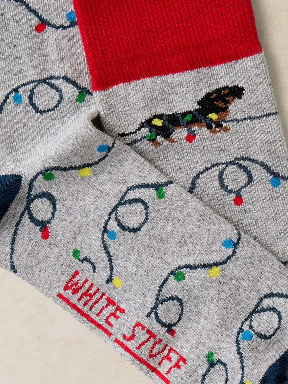 White Stuff Mens 2 Pack Socks 447517 Christmas Dog Clothing UK7-9 / Grey,UK10-12 / Grey