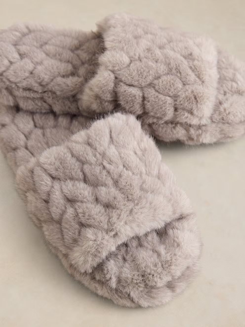 White Stuff Womens Faux Fur Slippers 447633 Grey