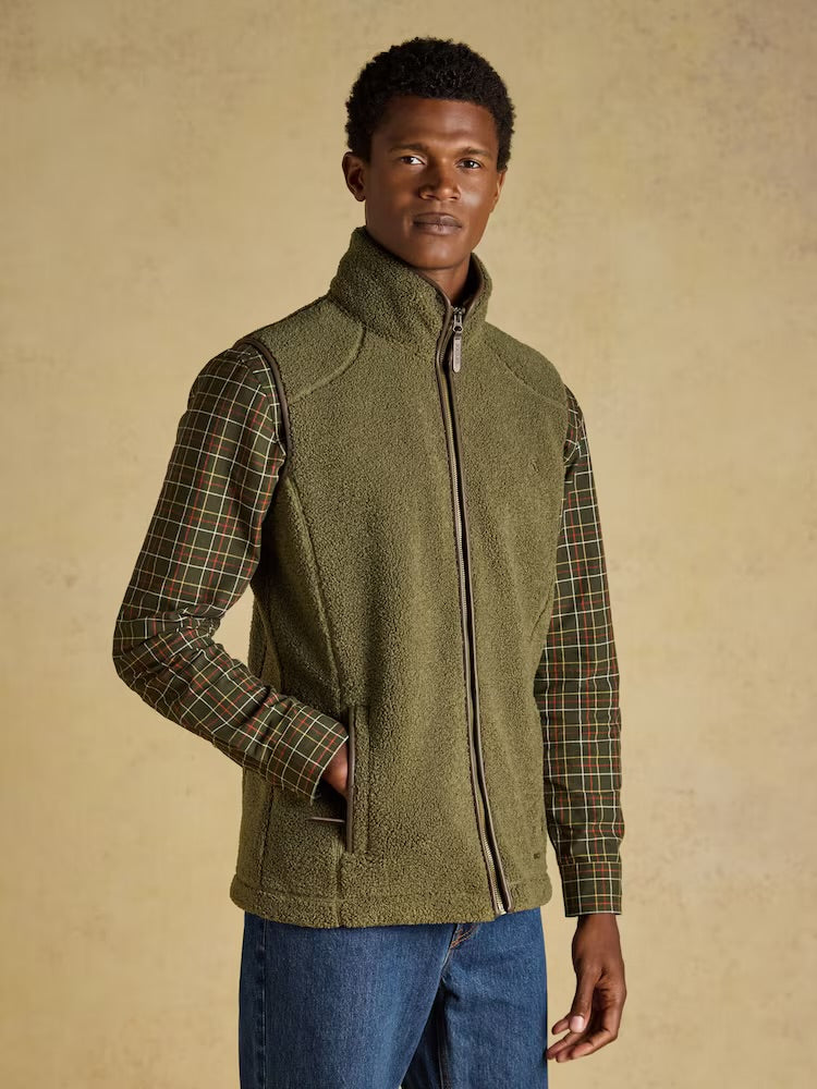 Joules Mens Heritage Borg Fleece Gilet Y95583 Khaki