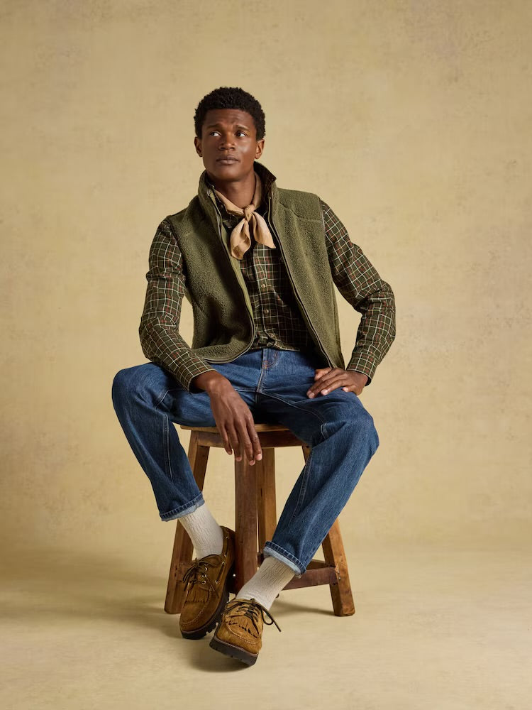 Joules Mens Heritage Borg Fleece Gilet Y95583 Khaki