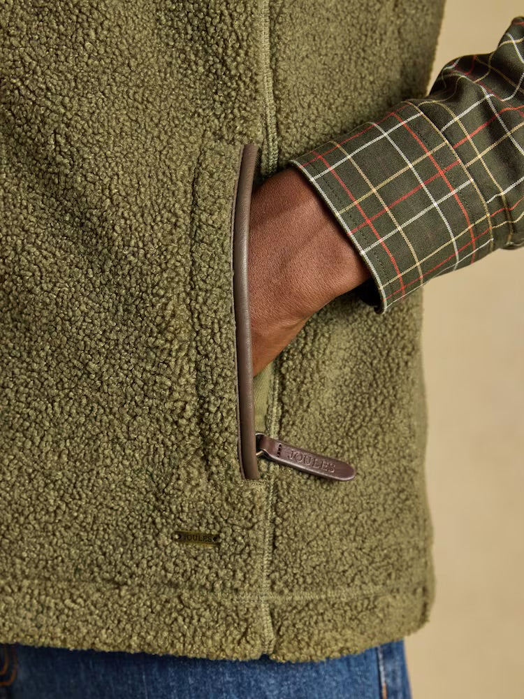 Joules Mens Heritage Borg Fleece Gilet Y95583 Khaki
