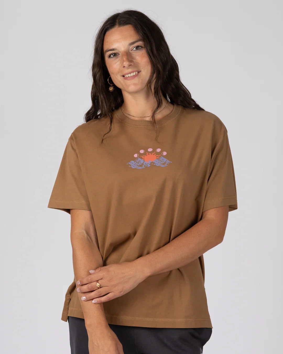 Saltrock Womens Mountain Calling Oversized T-Shirt Brown
