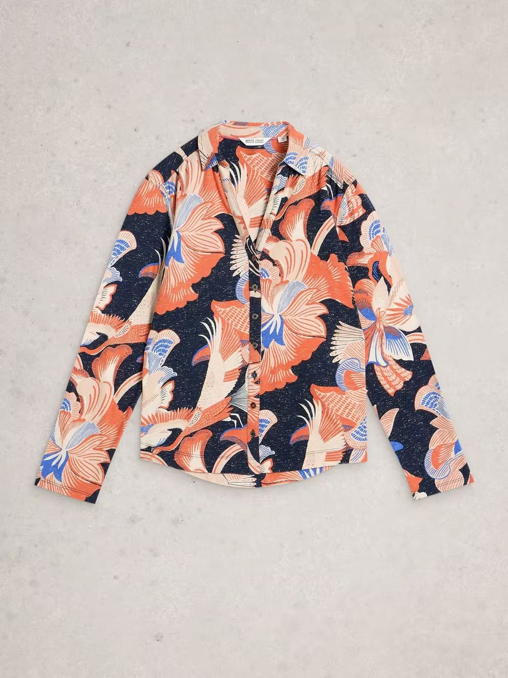 White Stuff Womens Annie Sparkle Jersey Shirt 444663 Navy Coral Print Clothing UK8 / Navy,UK10 / Navy,UK12 / Navy,UK14 / Navy,UK16 / Navy,UK18 / Navy