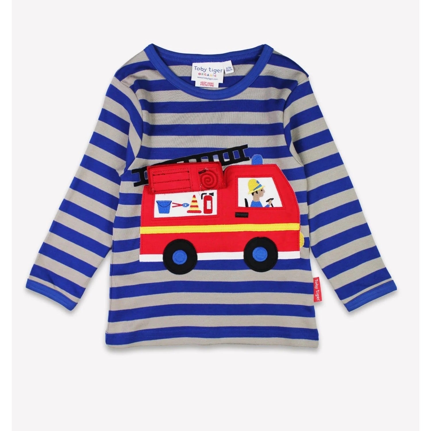 Toby Tiger Blue Fire Engine Infant T-Shirt Lsablfire04 Clothing 6-12M / Blue,12-18M / Blue,18-24M / Blue,2-3YRS / Blue,3-4YRS / Blue,4-5YRS / Blue,5-6YRS / Blue