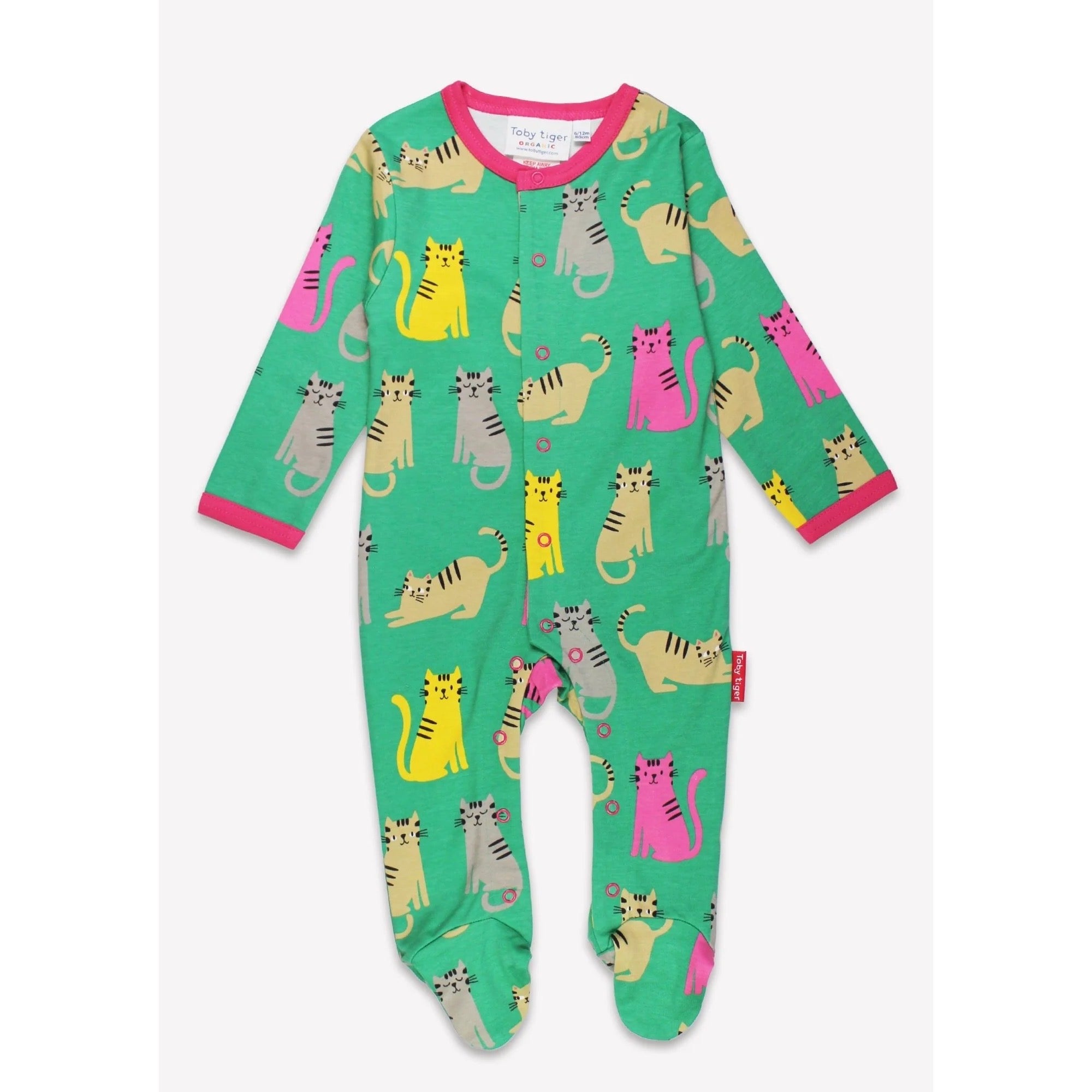 Toby Tiger Green Kitten Sleepsuit Clothing 0-3M / Green,3-6M / Green,6-12M / Green