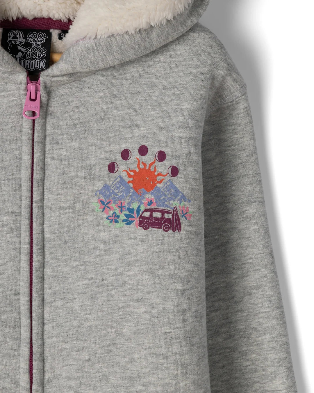 Saltrock Girls Rise And Shine Sherpa Lined Hoodie Grey Clothing 9/10YRS / Grey,11/12YRS / Grey,13YRS / Grey
