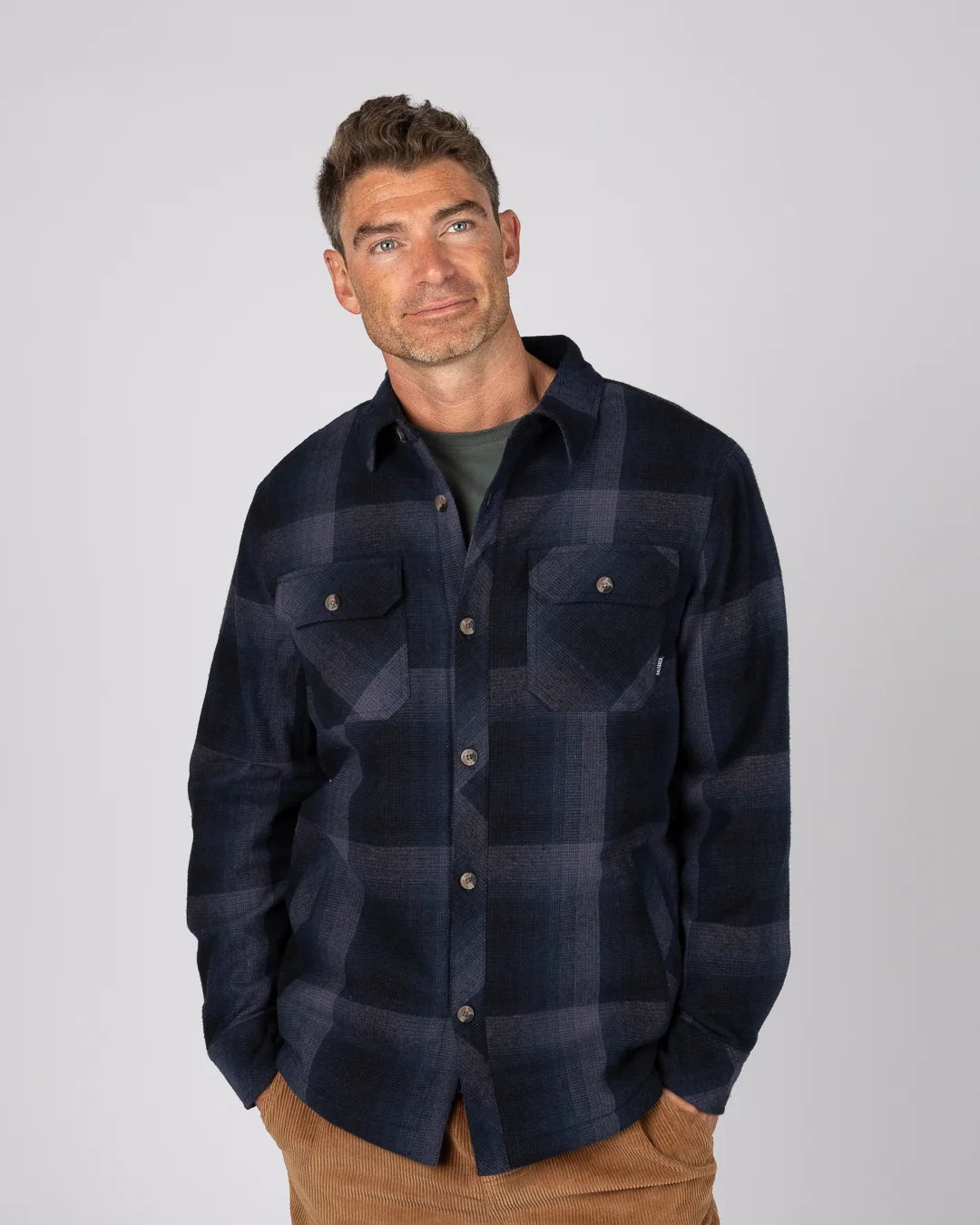 Saltrock Mens Woody Borg Lined Check Shirt Aw26 Dark Blue Clothing S / Blue,M / Blue,L / Blue,XL / Blue,XXL / Blue