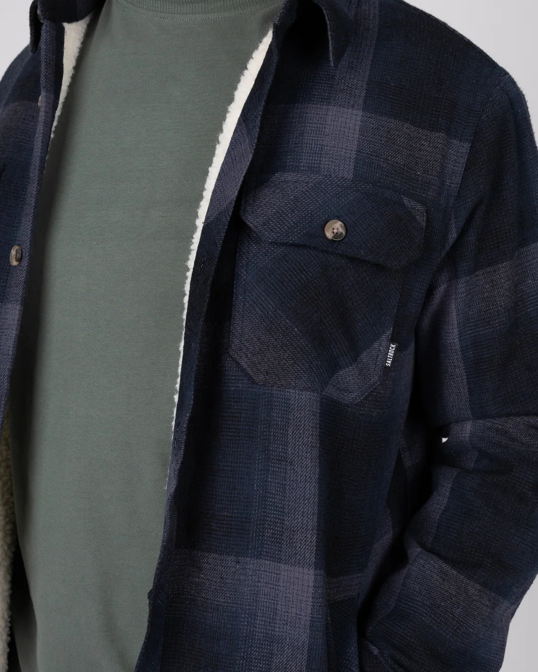 Saltrock Mens Woody Borg Lined Check Shirt Aw26 Dark Blue Clothing S / Blue,M / Blue,L / Blue,XL / Blue,XXL / Blue