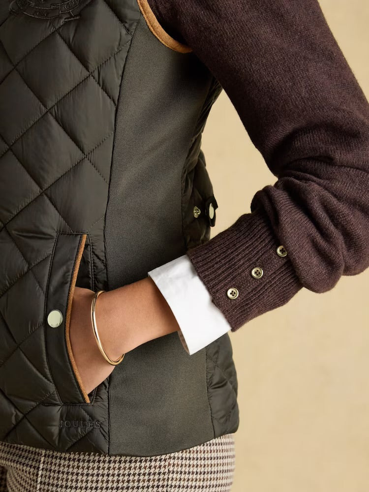 Joules Womens Braemar Luxe Gilet 153-471 Khaki Clothing UK12 / Khaki,UK14 / Khaki,UK16 / Khaki