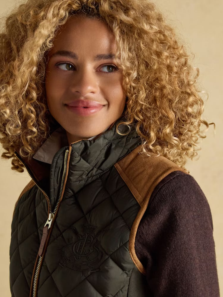 Joules Womens Braemar Luxe Gilet 153-471 Khaki Clothing UK12 / Khaki,UK14 / Khaki,UK16 / Khaki