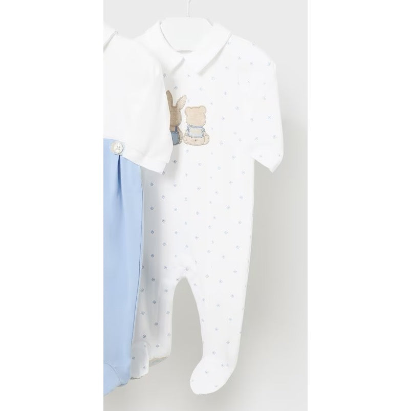 Mayoral Baby Boys Sleepsuit 1725 Spotty Bunny Teddy Clothing 0-1M / White,1-2M / White,2-4M / White,4-6M / White