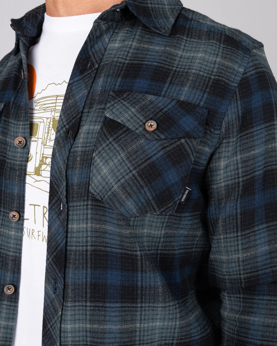 Saltrock Mens Miles Flannel Shirt Blue Check Clothing S / Blue,M / Blue,L / Blue,XL / Blue