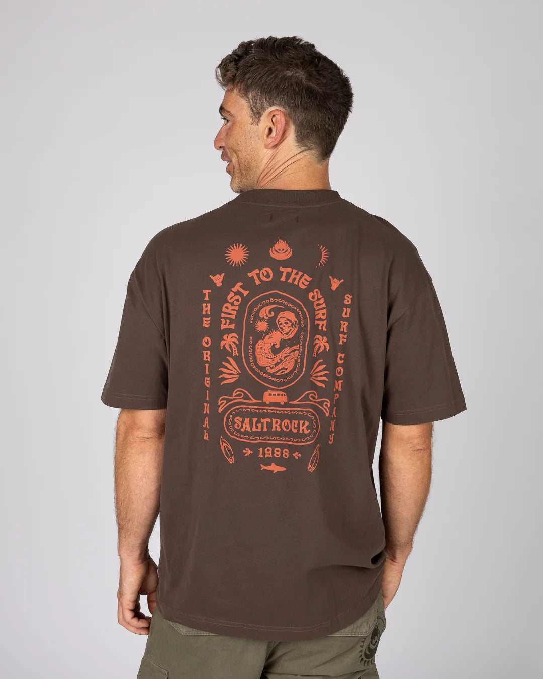 Saltrock Mens Cult Over Sized T-Shirt Brown Clothing M / Brown,L / Brown,XL / Brown