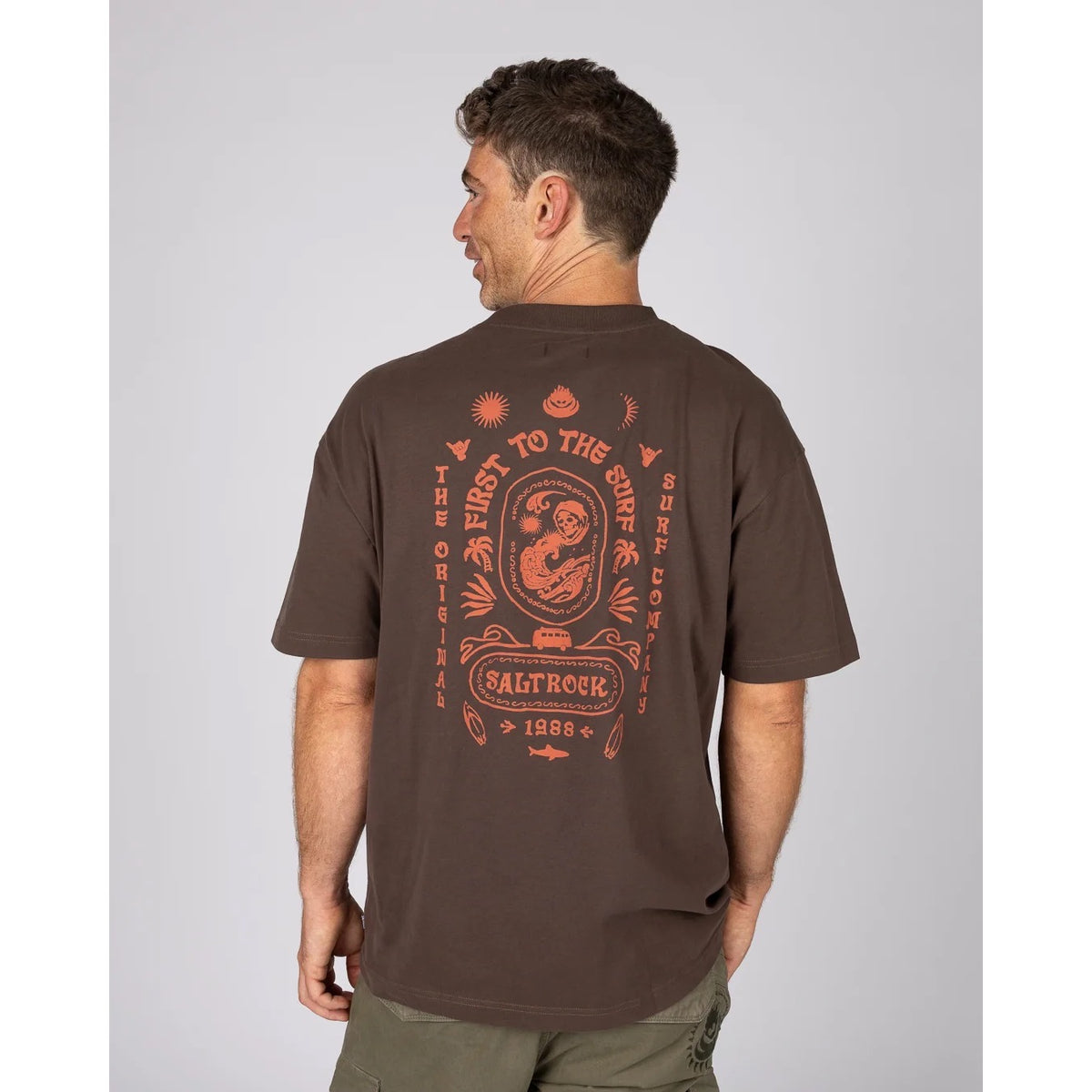 Saltrock Mens Cult Over Sized T-Shirt Brown Clothing M / Brown,L / Brown,XL / Brown